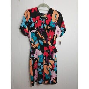 Simply Styled Dolman  Rainbow Stripe Spring  wrap Dress  Size M